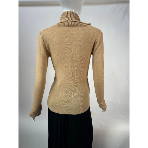Vintage Camel Knit Cowl Neck Sweater Size Large Small Blemish - Picture 10 of 16